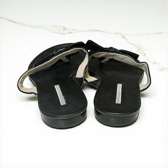 Vera Wang Lavender Black Leather Bow Jeweled Sandals Size 9 M - Picture 8 of 13
